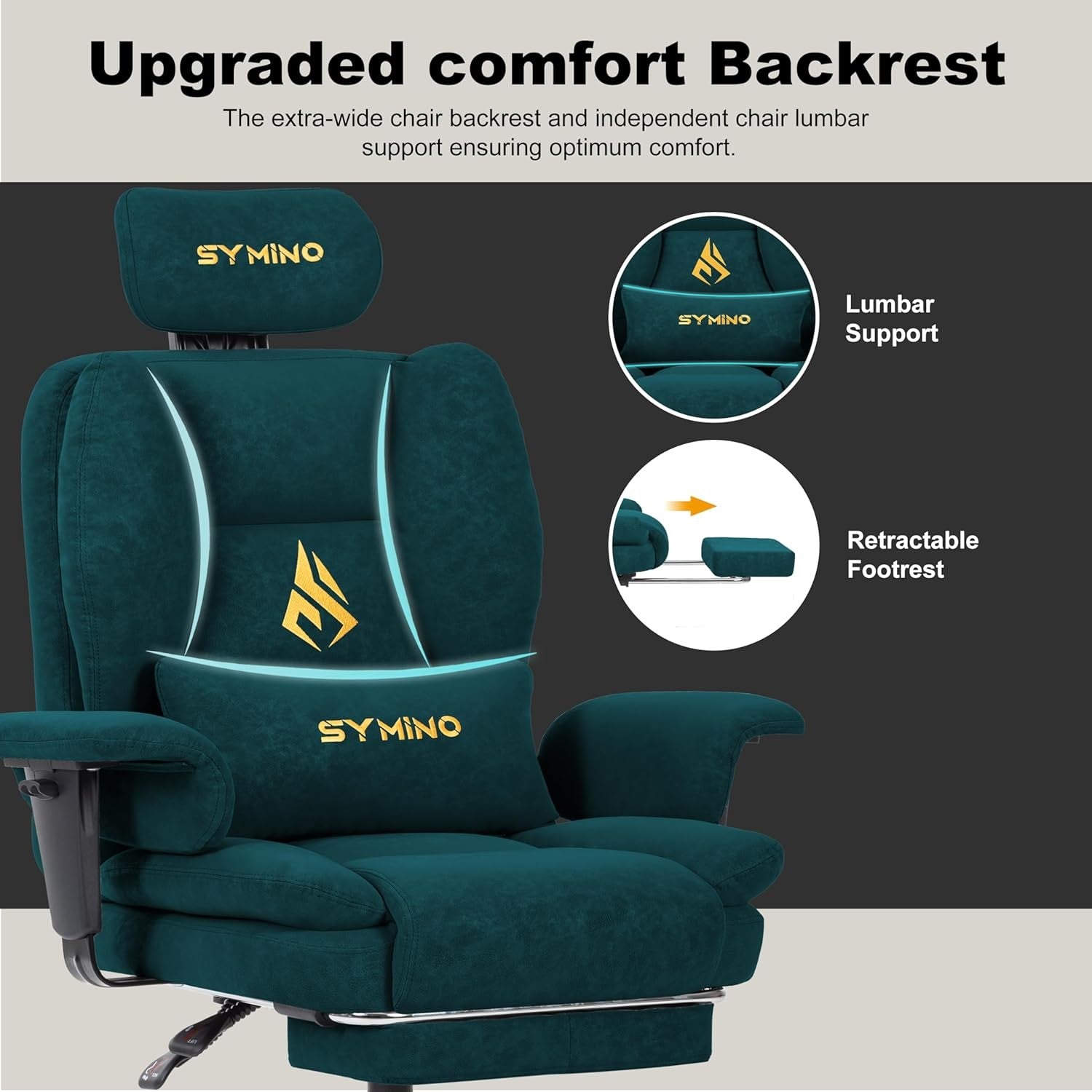 Gaming Chair with Footrest Ergonomic PU Leather Recliner Green