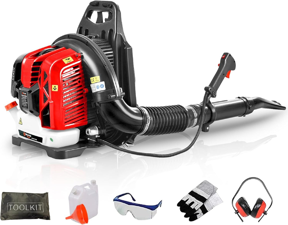Petrol Backpack Leaf Blower 63cc 2-Stroke High Power Garden Debris Cleaner