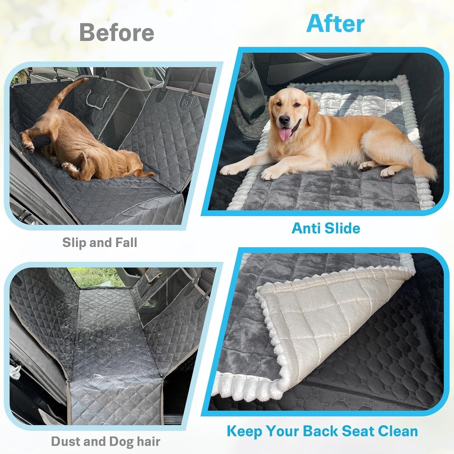Dog Car Back Seat Bed Mat Non Slip Pet Travel Cover 138x63cm