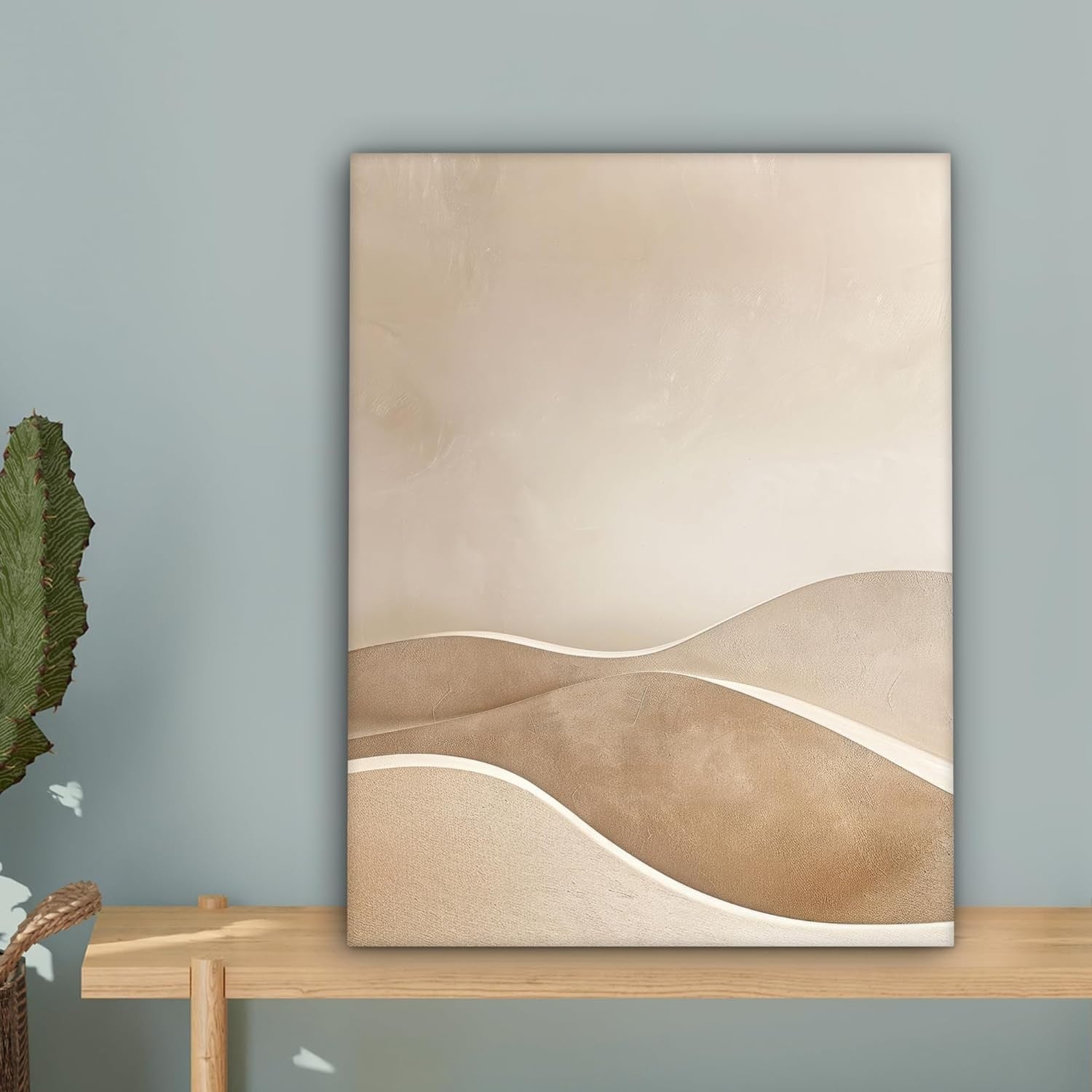 Beige Hills Canvas Wall Art 30x40cm Framed Modern Neutral