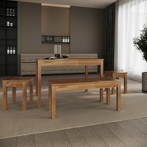 Oak Solid Wood Dining Bench Tomas - Durable Modern Wooden Seat 100x35x45cm