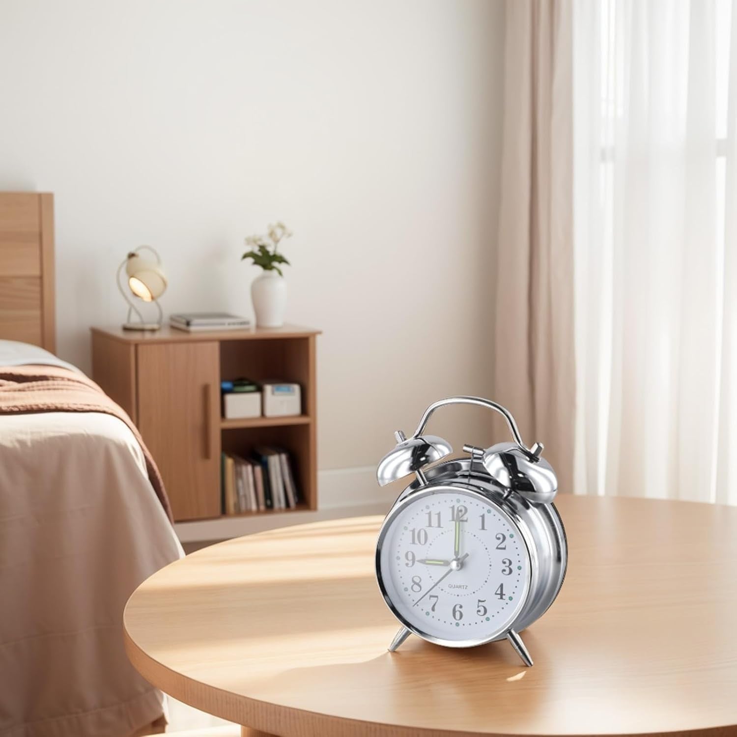 Classic Double Bell Alarm Clock Loud Wind Up Metal Heavy Sleepers 4 Inch