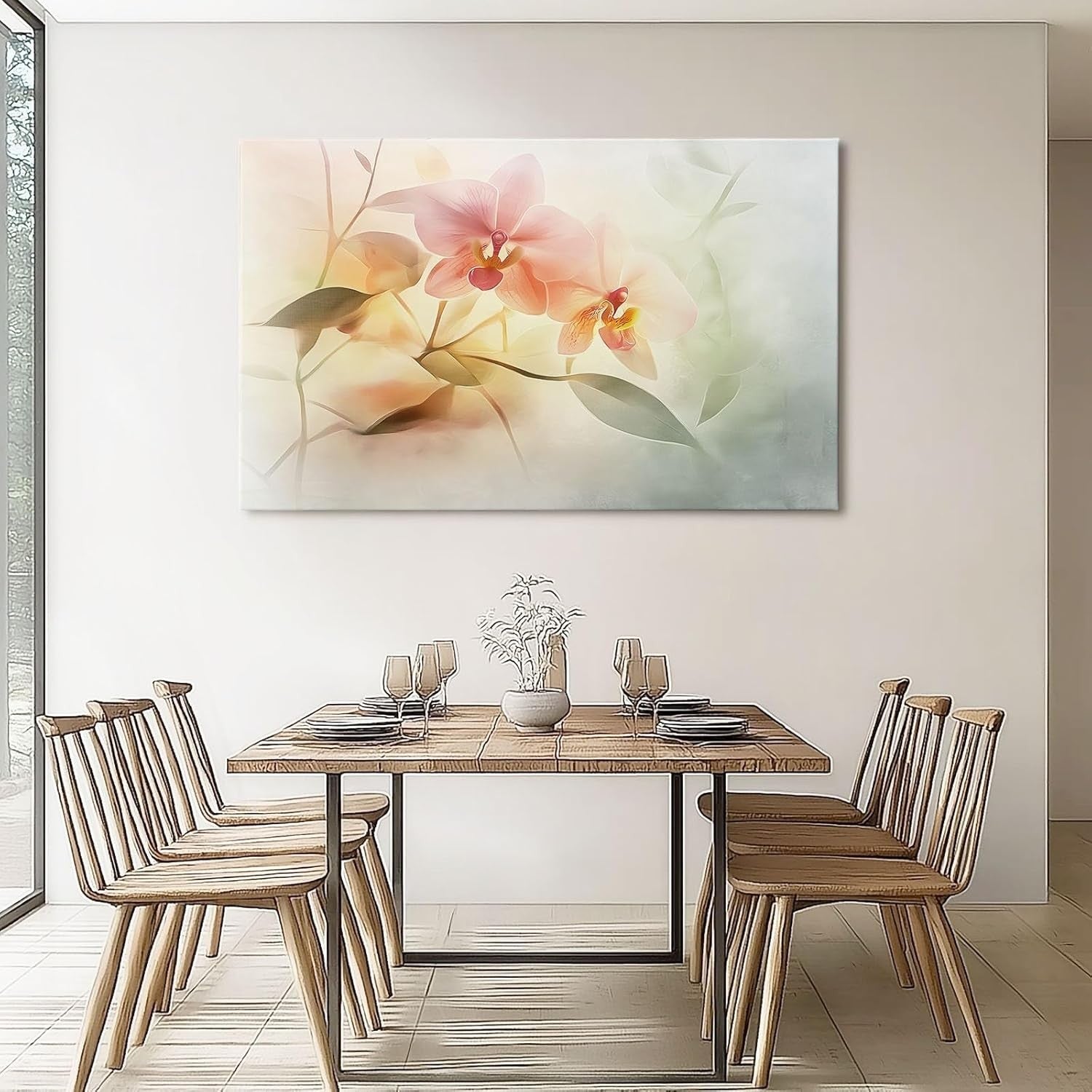 Large Orchid Canvas Wall Art 76x51cm Pink Yellow Floral Print