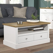 Lift Top Coffee Table with Storage Drawers – White Oak Modern Living Room