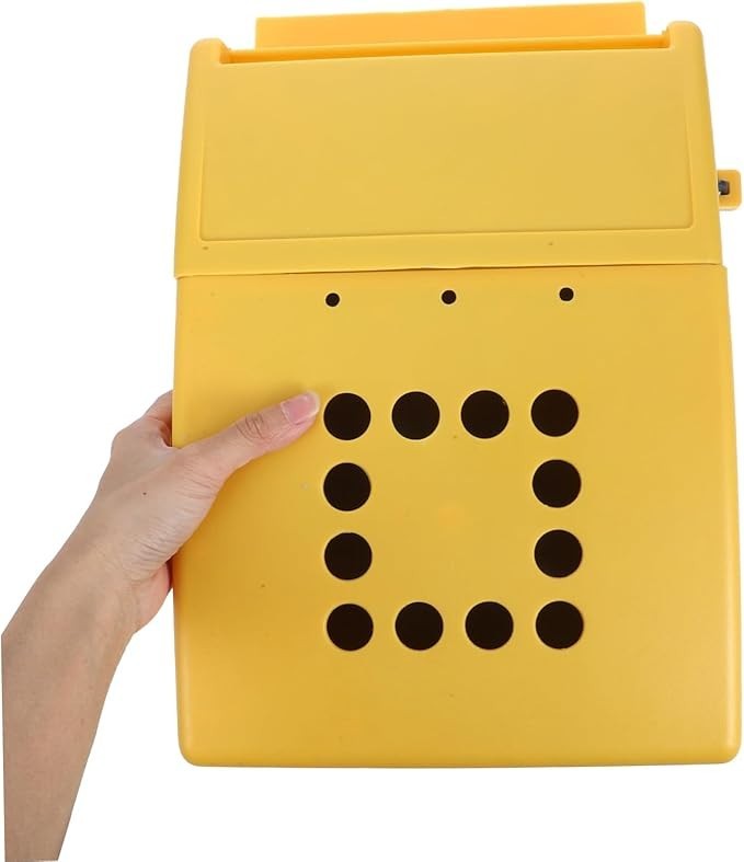 Wall Mount Locking Suggestion Box Yellow Plastic Secure Mail Holder 33cm Wide