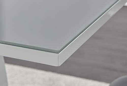 Modern Grey/White Glass Dining Table + 6 White Chairs 160x90x76cm
