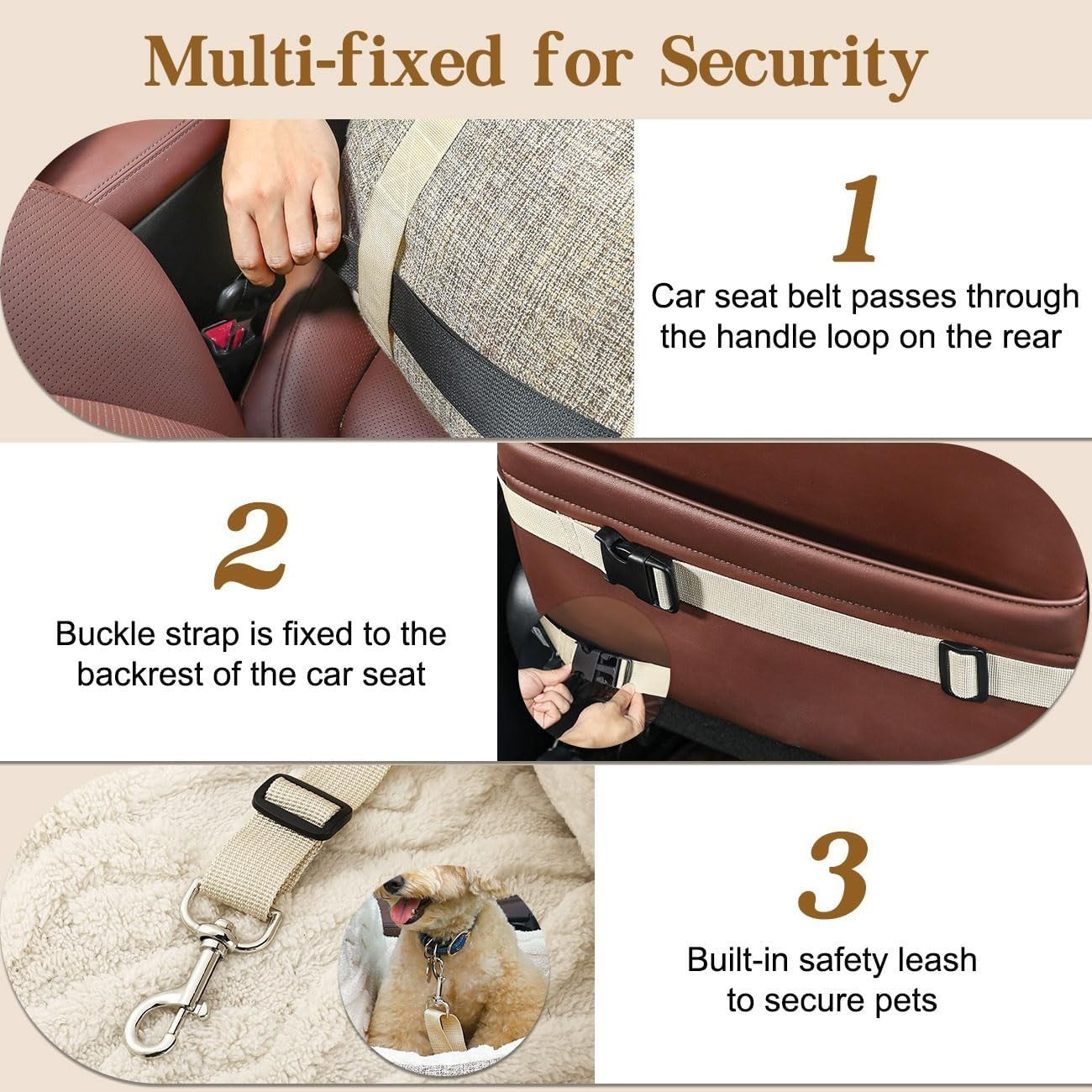 Dog Booster Car Seat Pet Travel Bed Safety Leash Washable Up to 25lb
