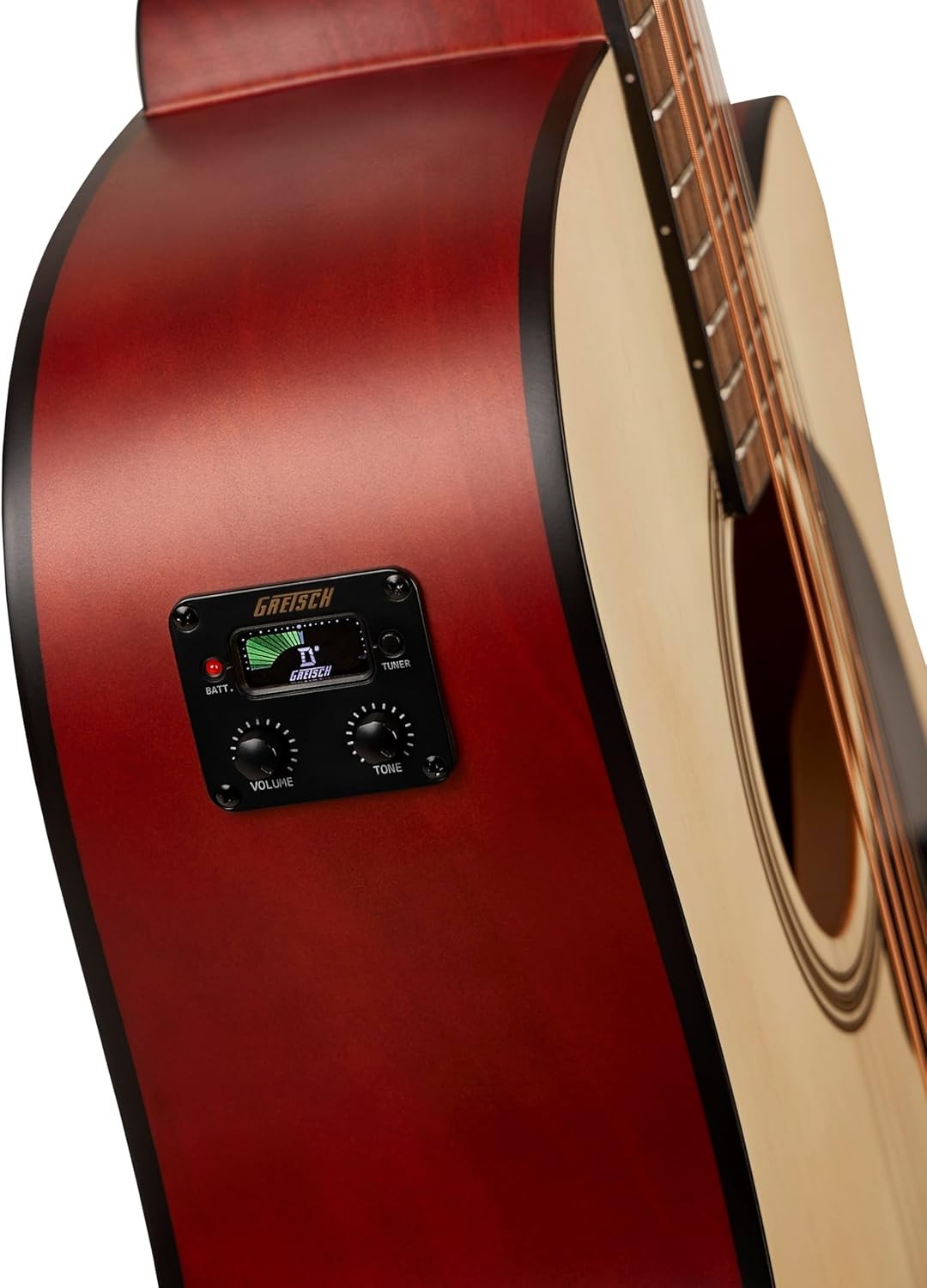 Dreadnought Electro Acoustic Guitar Natural Cutaway Tuner