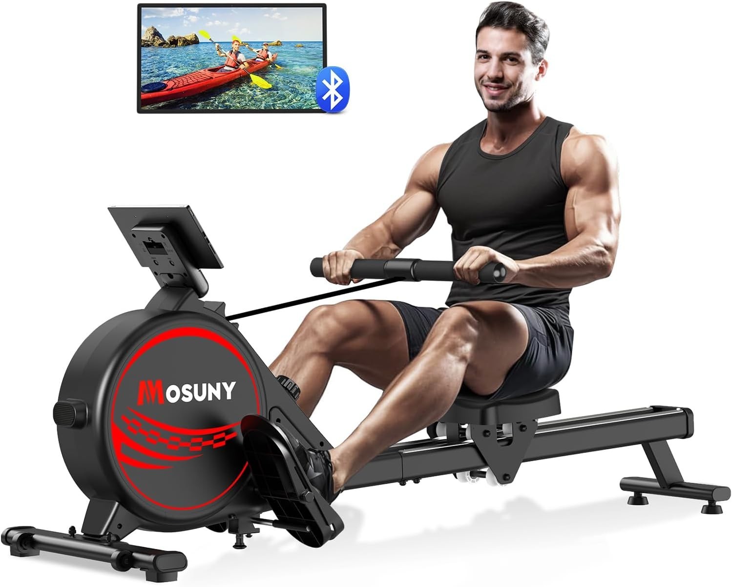 Quiet Magnetic Rower 16-Level Resistance Dual Slide Rails App Tracking 350LB