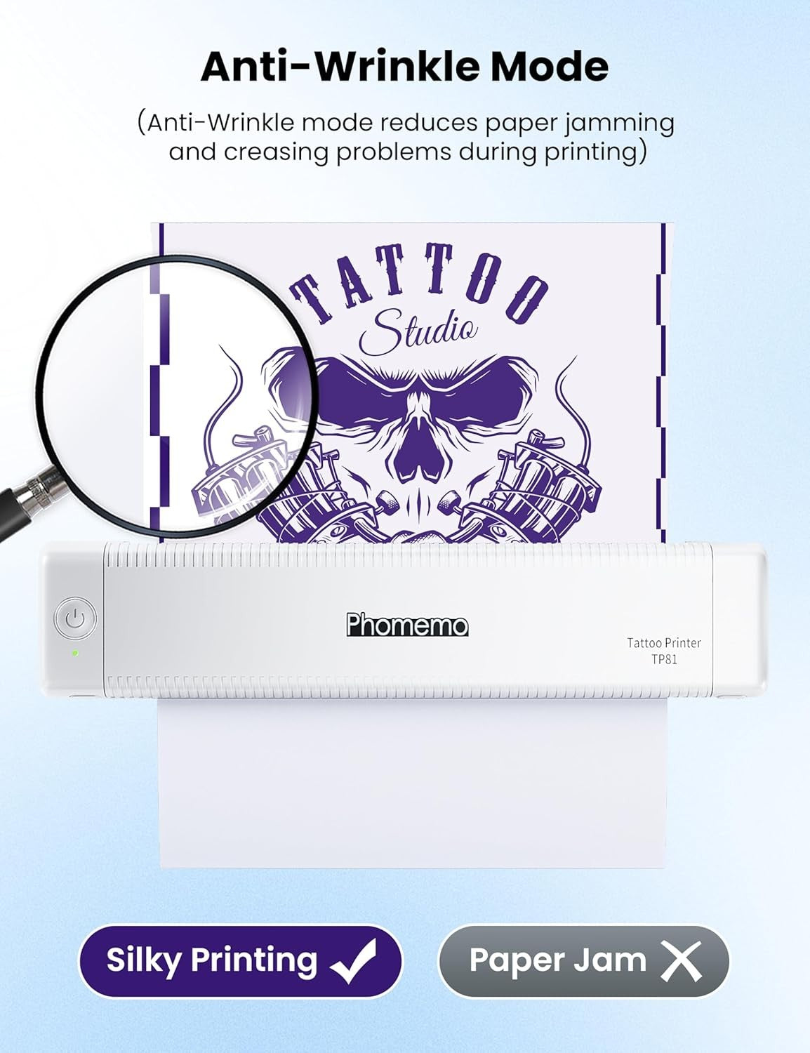 Phomemo TP81 Bluetooth Tattoo Printer Thermal Stencil Machine + 10 A4 Paper