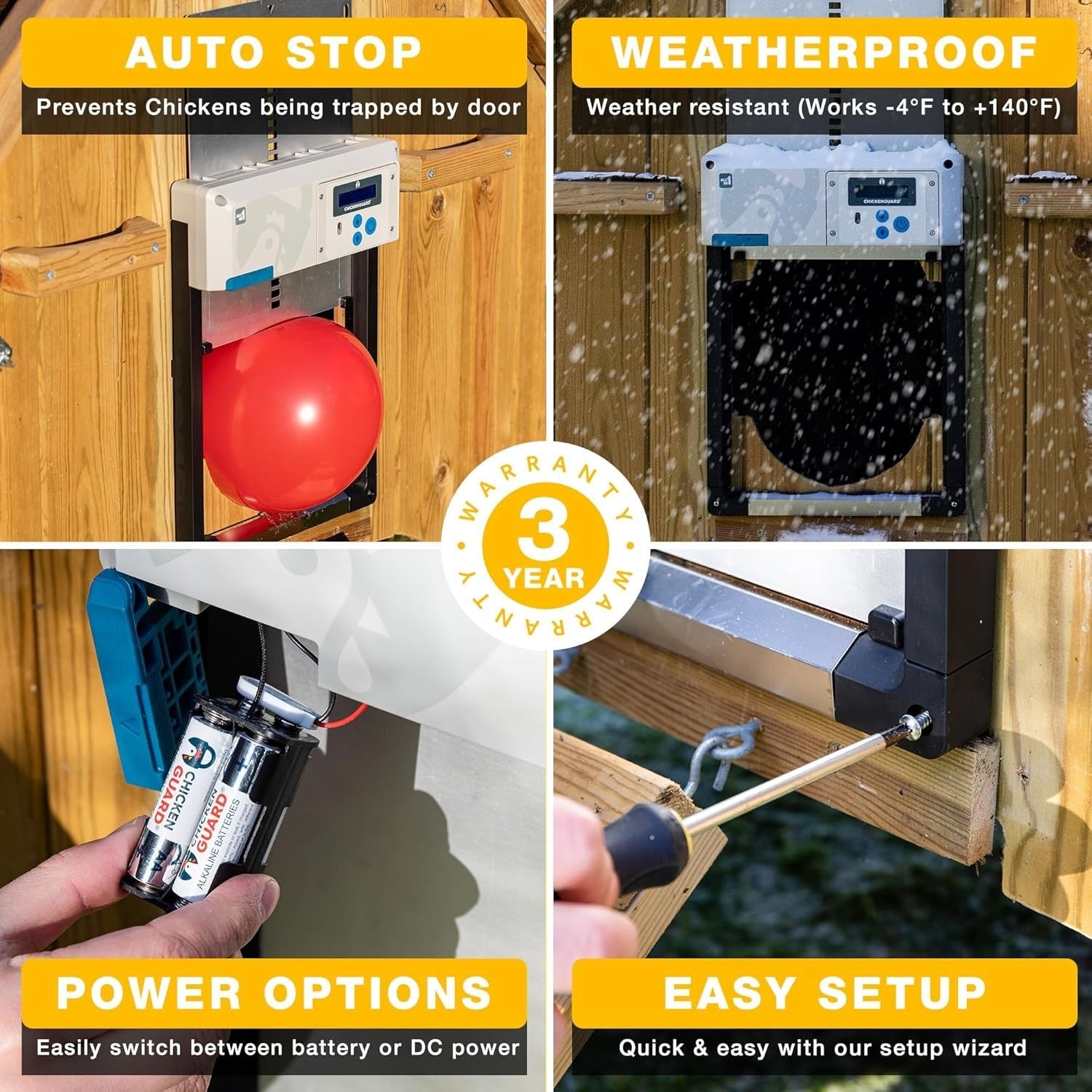 Automatic Chicken Coop Door Opener Blue Battery Powered Timer Light Sensor