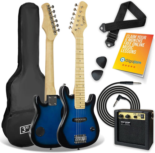 Kids 1/4 Size Electric Guitar Pack w Amp Blueburst Beginner Kit