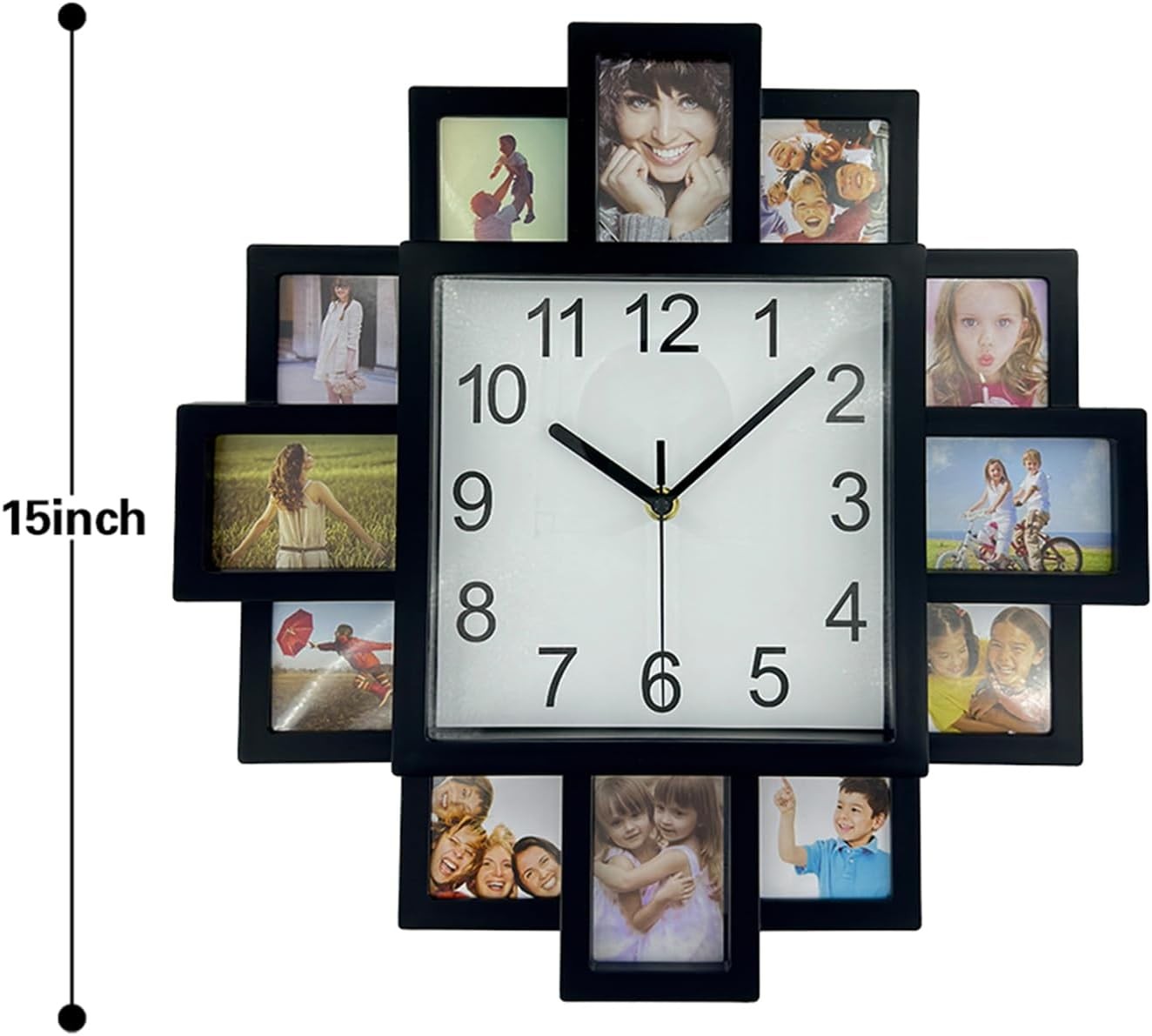 Large DIY Photo Frame Wall Clock 40cm Multi-Photo Modern Silent Home Decor