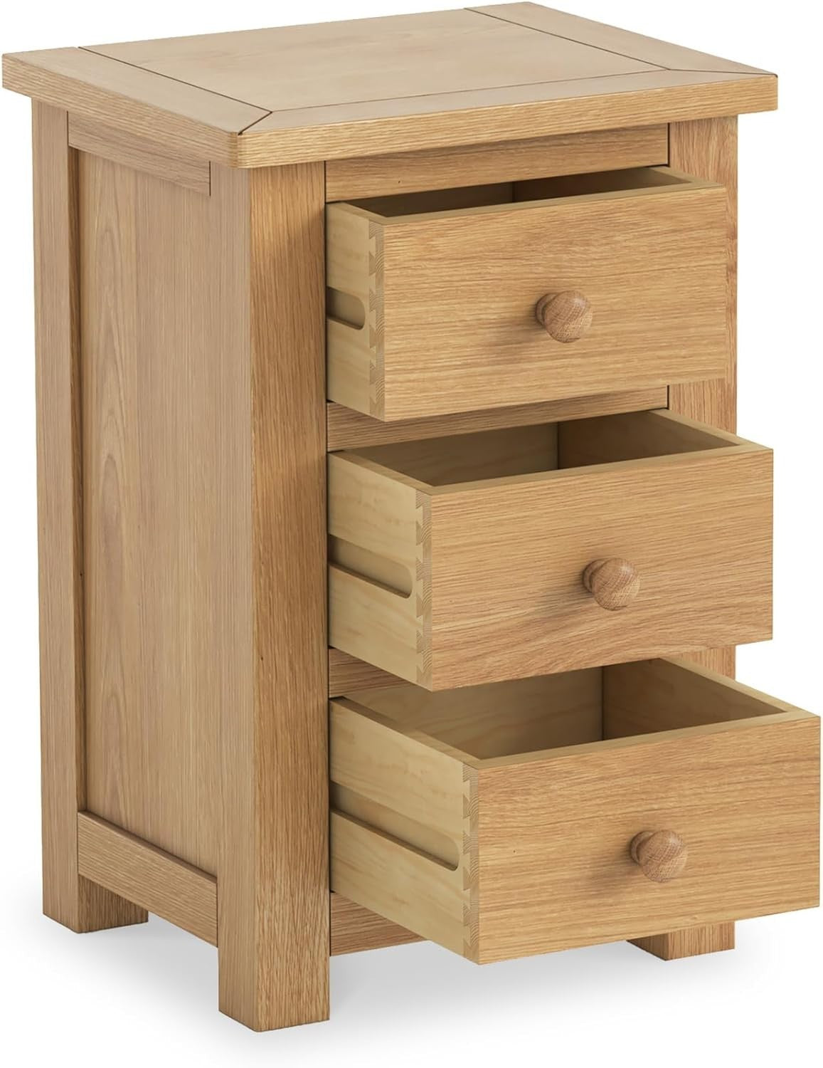 Solid Oak 3 Drawer Bedside Table Fully Assembled Wooden Nightstand