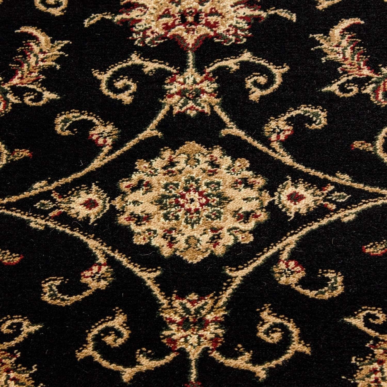 Black Oriental Area Rug 160x230cm Soft Low Pile Luxury Living Room Carpet