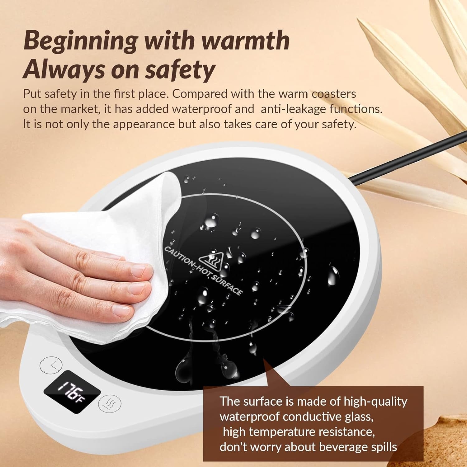 Black Smart Coffee Mug Warmer 3 Temp Desk Heater with Timer