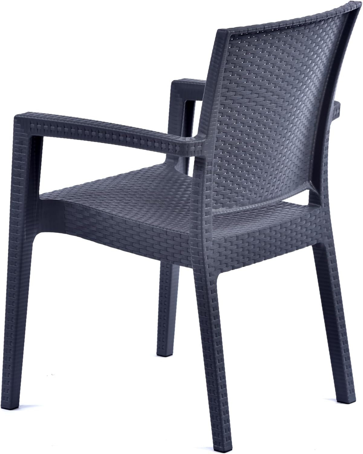 Stackable Rattan Effect Arm Chair Indoor Outdoor Commercial Patio Seating