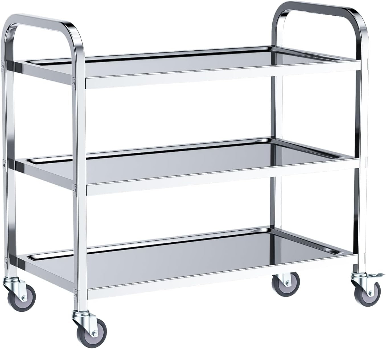 Stainless Steel Kitchen Trolley 3 Tier Utility Cart on Wheels Heavy Duty