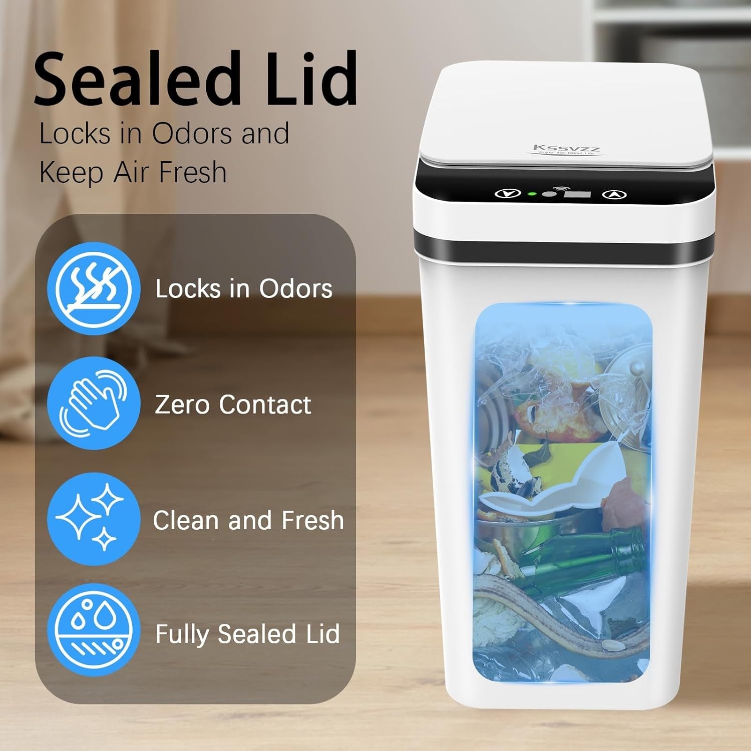 Touchless 2 Pack 10L Motion Sensor Bathroom Bin – Slim Auto Lid Trash Can