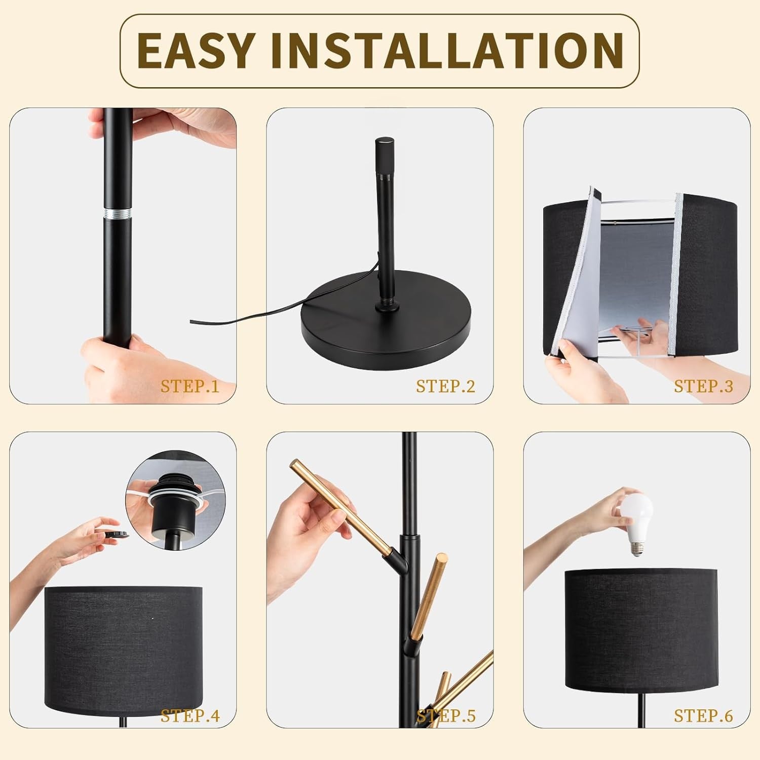Floor Lamp with Coat Rack Remote App Dimmable Tall Standing Light