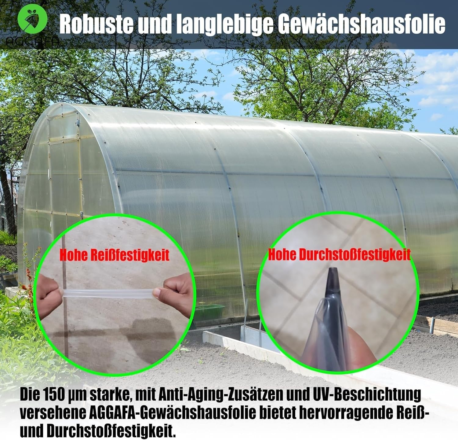 Heavy Duty Greenhouse Plastic Sheeting 4M x 10M 150um UV Resistant