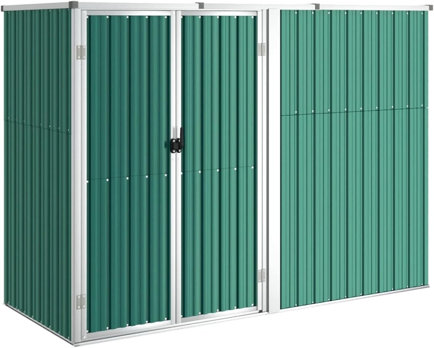 Outdoor Metal Garden Shed with Sloped Roof & Handle Green 225x89x161cm