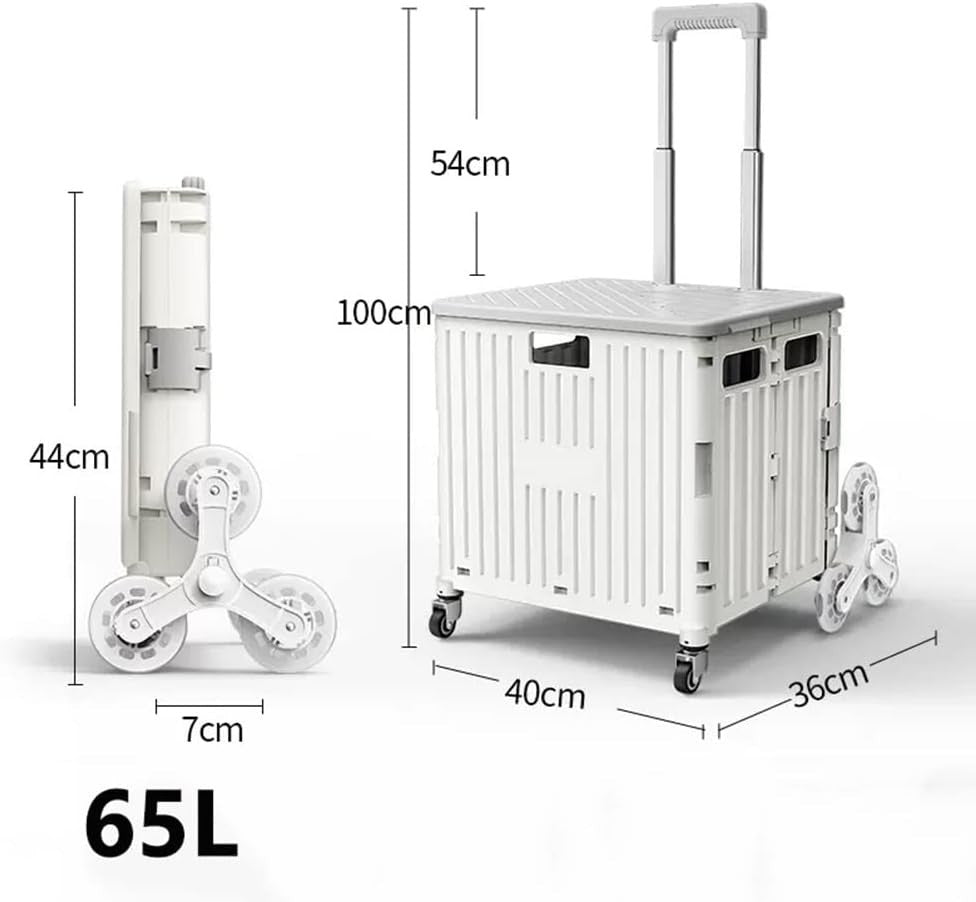 Beige Foldable 8-Wheel Stair Climber Cart Lightweight Portable Rolling Trolley