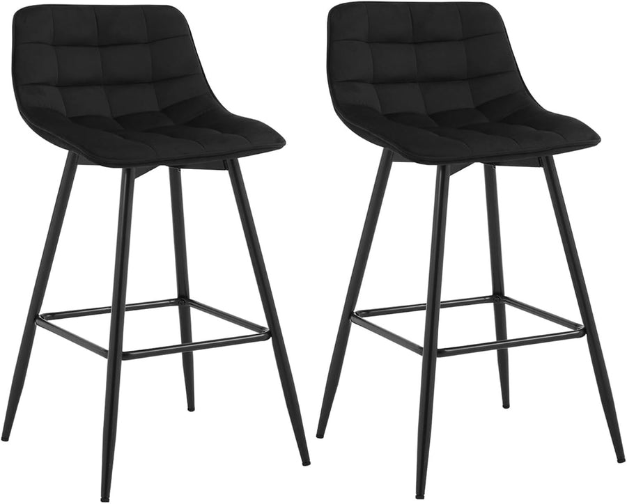Brown Faux Leather Bar Stools Set of 2 – Ergonomic Kitchen & Counter Seats