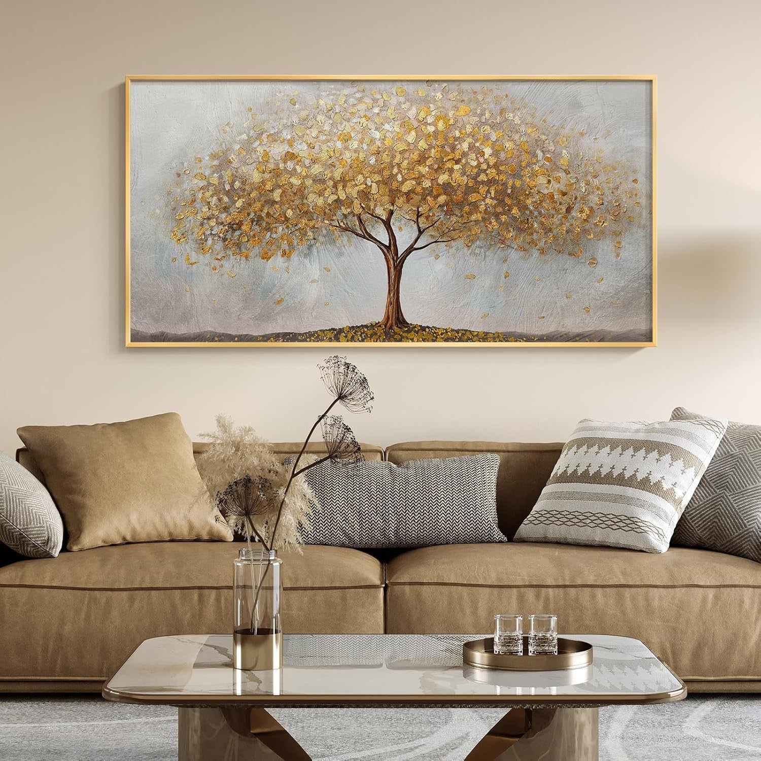 Large Gold Tree of Life Framed Wall Art Luxury Living Room