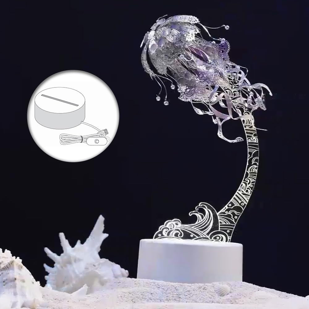 3D Metal Jellyfish Puzzle for Adults, DIY Ocean Decor, 61 Pieces, Gift Idea