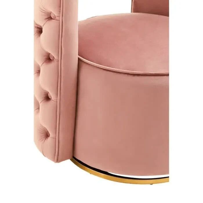 Pink Velvet Swivel Chair with Gold Base – Modern Accent Vanity Lounge Seat