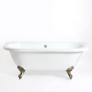 Freestanding Roll Top Bath 1730x780mm White Gold Claw Feet