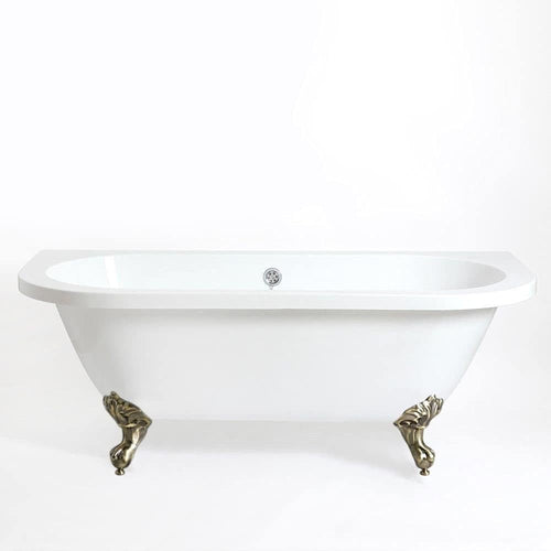 Freestanding Roll Top Bath 1730x780mm White Gold Claw Feet