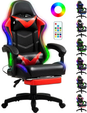 RGB LED Gaming Chair Reclining Racing Office Chair w/ Footrest
