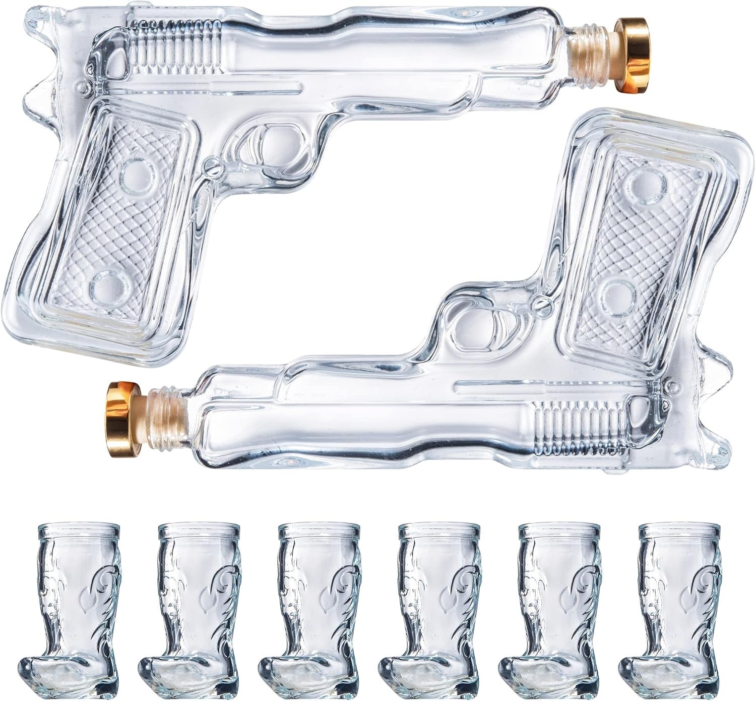 Whiskey Gun Decanter Set with Shot Glasses & Holster – Party Bar Gift