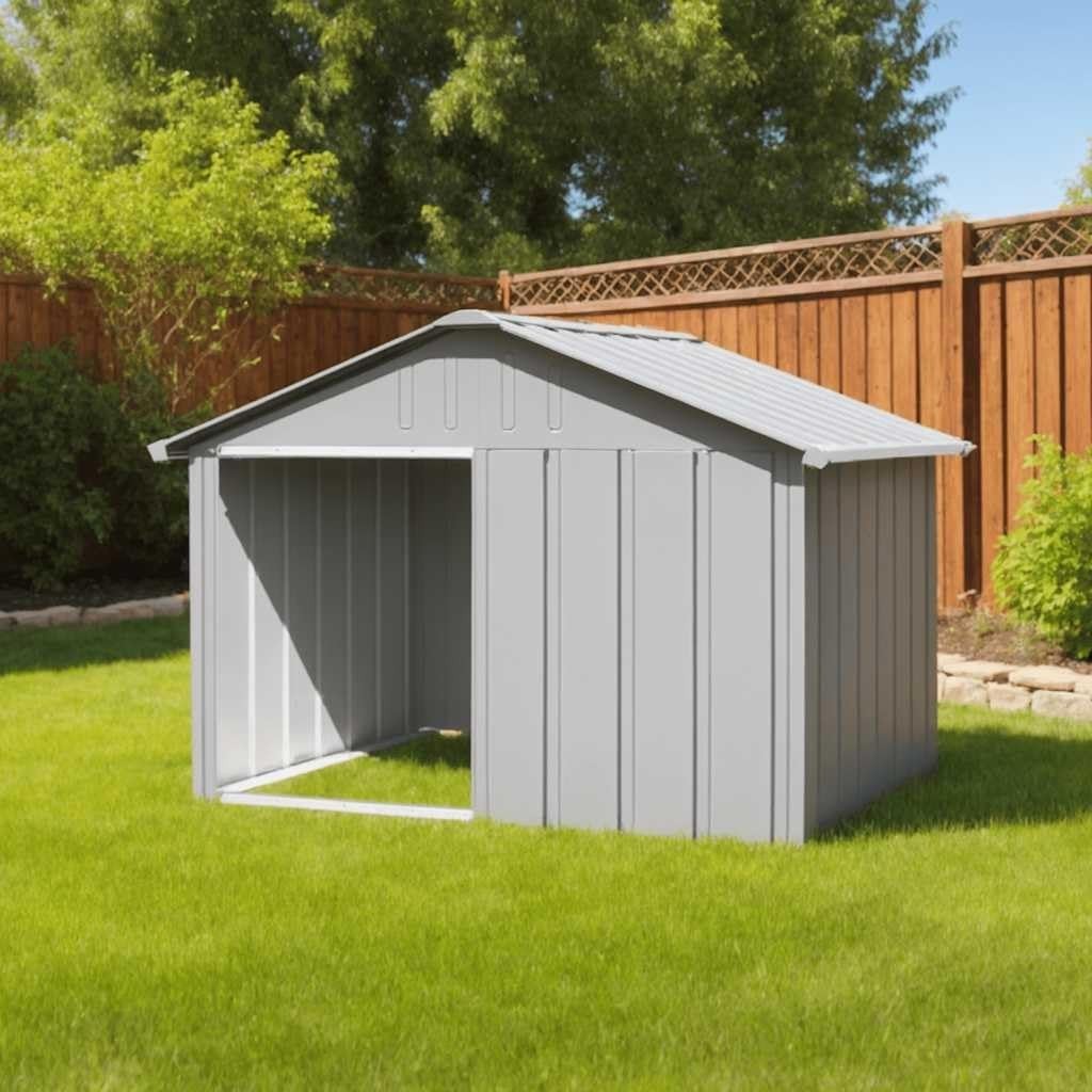 Galvanised Steel Outdoor Dog House Kennel with Weatherproof Roof 116x103x82cm
