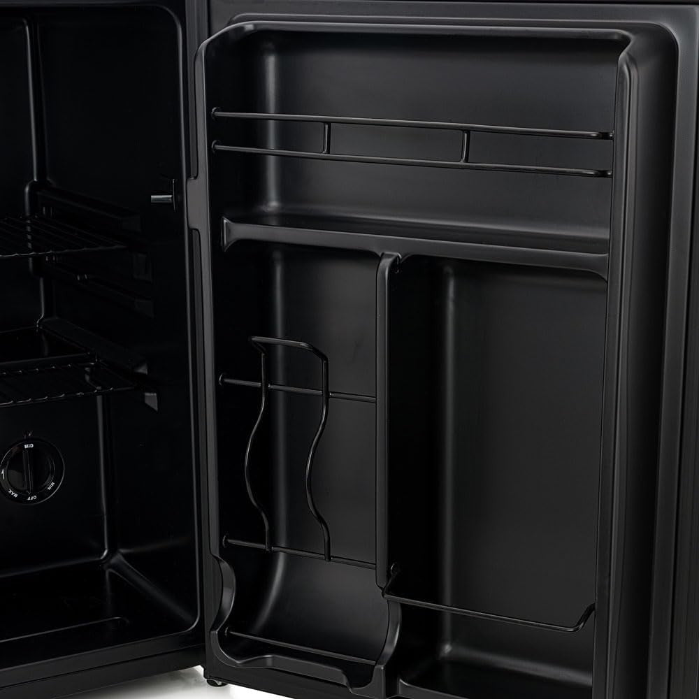 Mini Drinks Fridge Solid Door Can Dispenser Quiet 54L 54 Cans Black