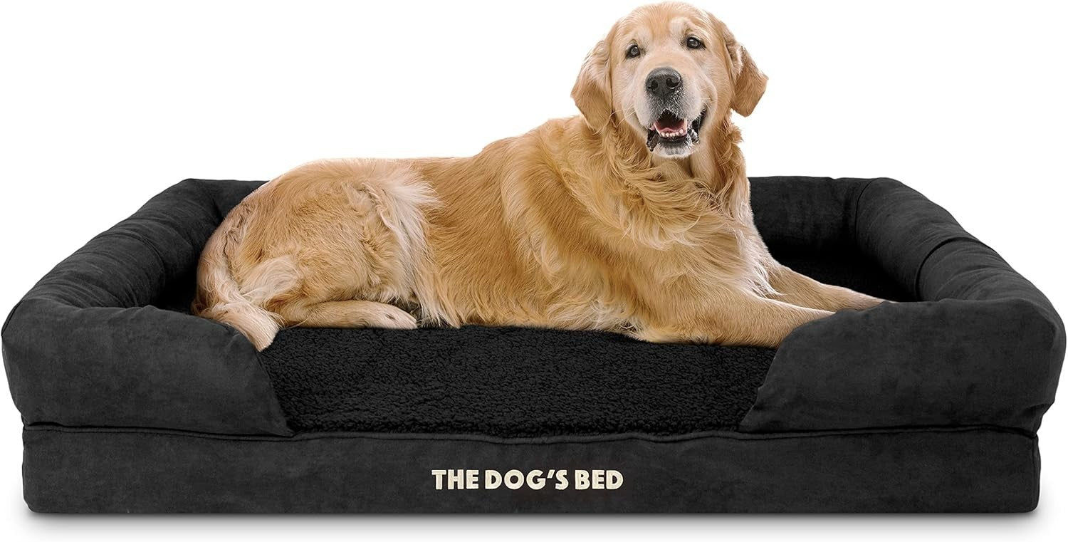 XL Orthopedic Memory Foam Dog Bed Black Plush