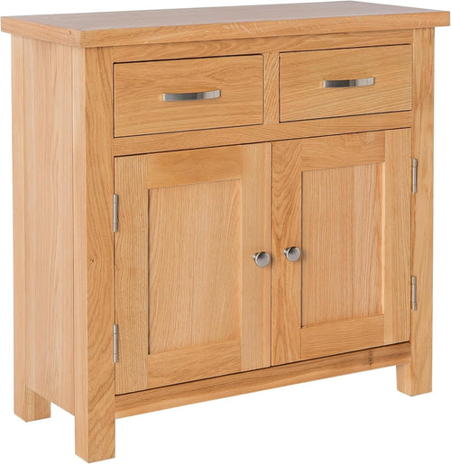 Compact Oak Sideboard Cabinet with Drawers Solid Wood Storage Unit