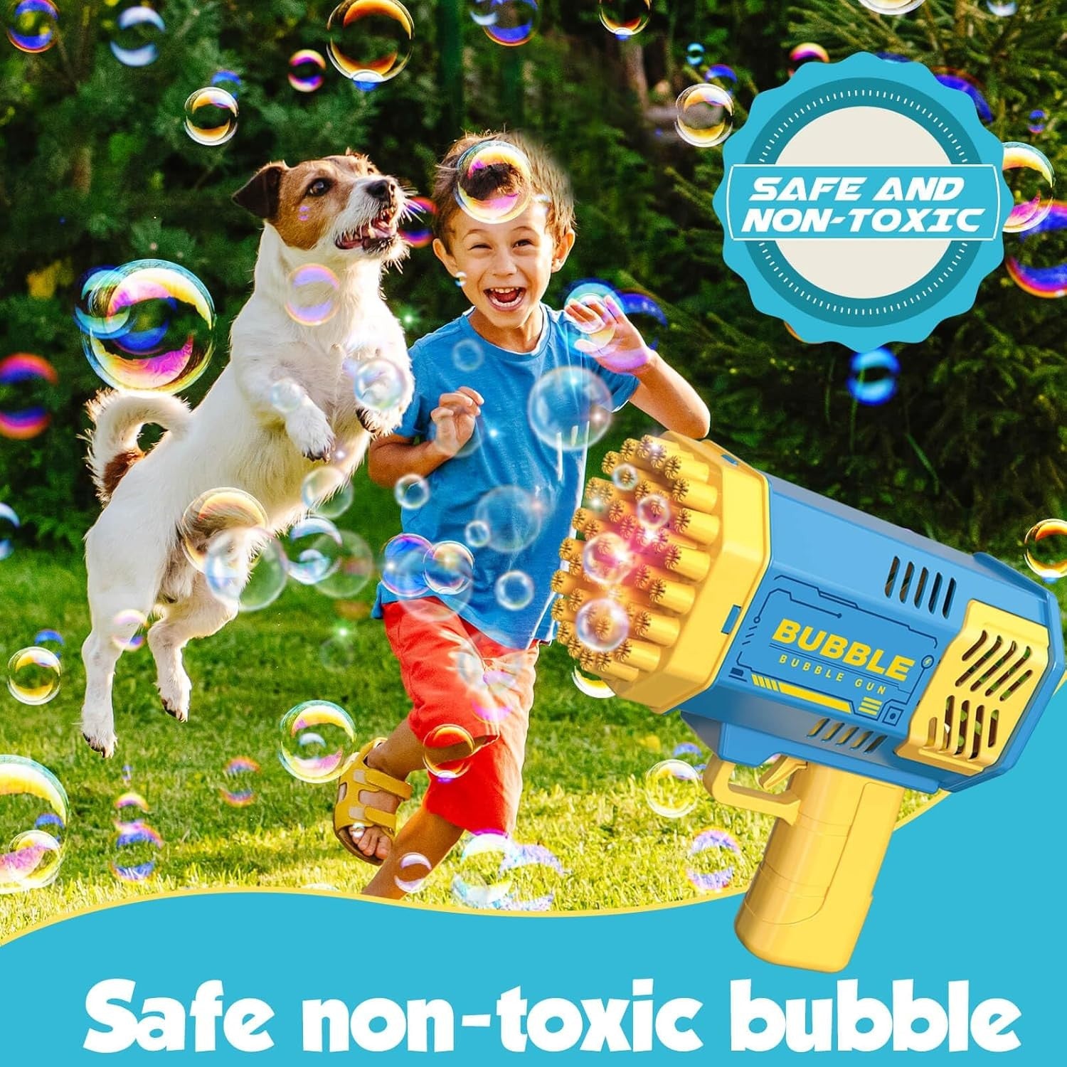 Rocket Bubble Gun 40 Hole LED Kids Bubble Machine