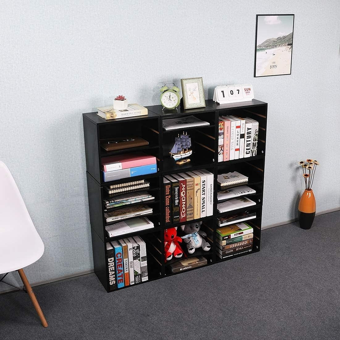 4-Tier Black Desk Paper Tray Organizer for Files, Letters & Documents