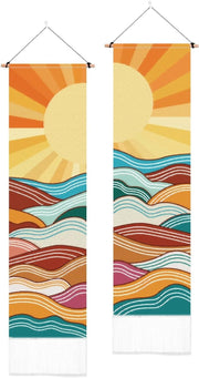 2-Pack Boho Sun Moon Tapestry 52"x13" Vertical Wall Decor 2 clrs