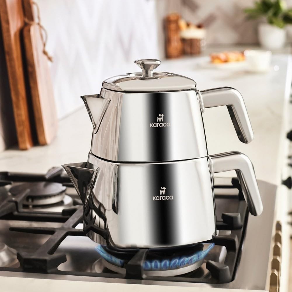 Turkish Tea Maker 3L Stainless Steel Teapot Set Induction Safe Kettle