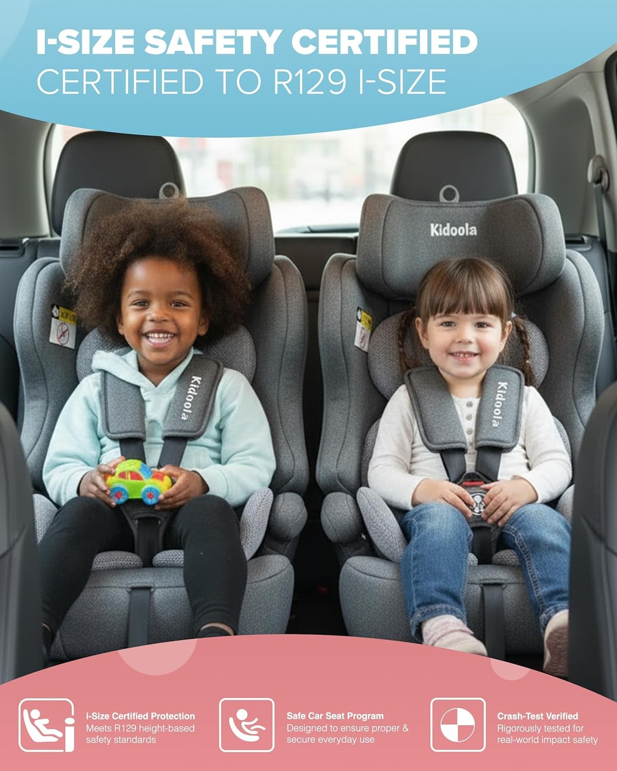 ISOFIX i-Size Child Car Seat 15 Months–12 Years Side Impact 10 Headrest