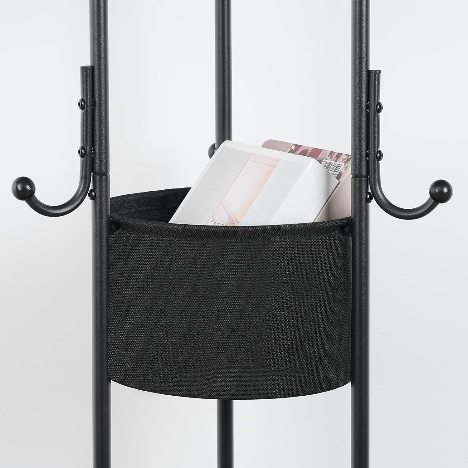 Rustic Brown Black Coat Rack with Shelves | Freestanding Hall Tree Organizer Sta
