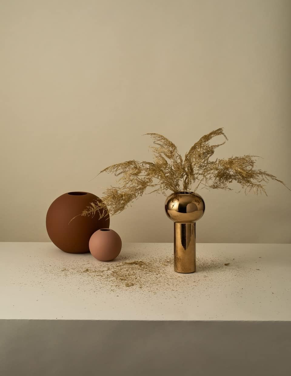 Gold Ceramic Vase Modern Luxury Pillar Flower Vase Table Home Decor 24cm