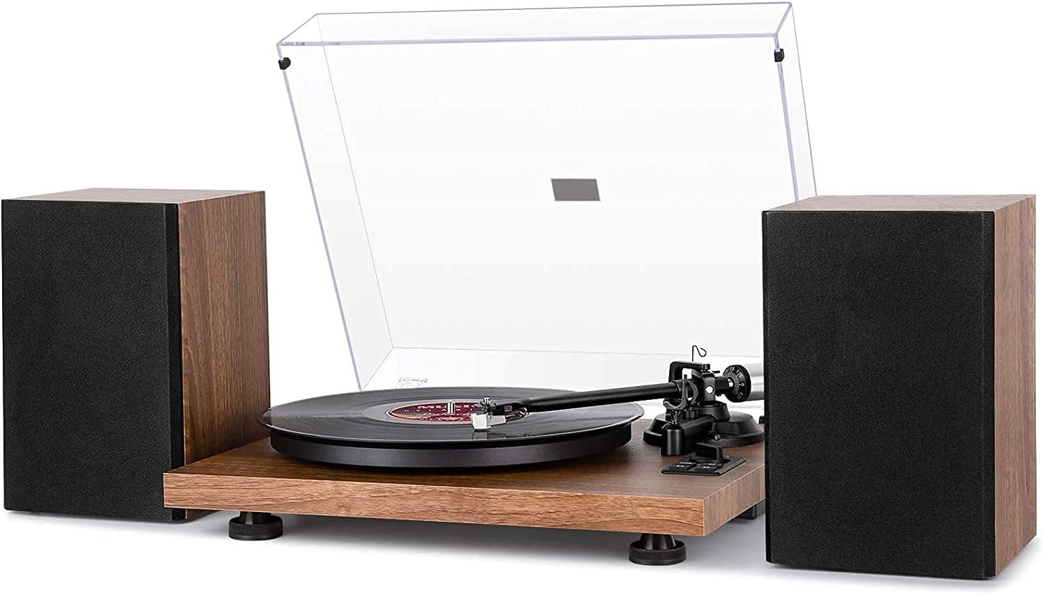 Bluetooth Vinyl Turntable Hi-Fi System with 36W Speakers & USB Recording