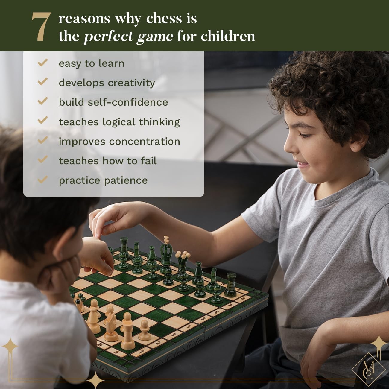 Luxury 35cm Wooden Chess & Draughts Set | Folding Board | Handmade Green Set