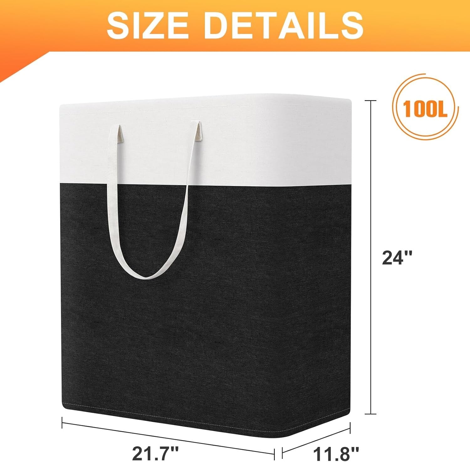 100L Large Laundry Hamper with Handles Foldable Clothes Storage Basket Grey