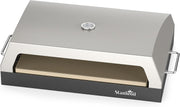 16" Stainless Steel Outdoor Pizza Oven | Dual Burner Gas BBQ Grill w/ Stone